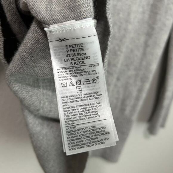 Banana Republic Sweater Small Petite Gray Wool Cashmere Funnel Neck - Picture 7 of 8